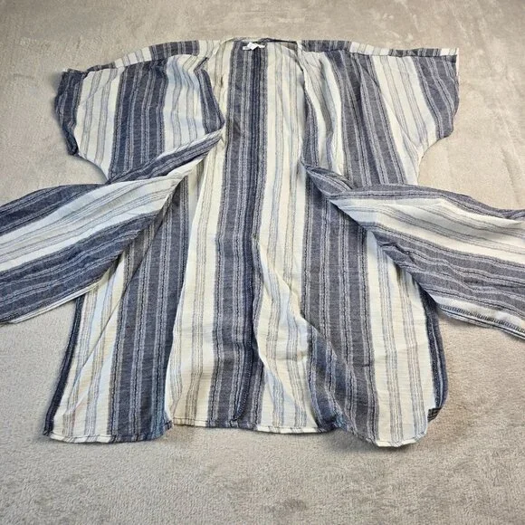 Maurices Cover Up Women Small Gray Beige Stripes Swimsuit Coverup Beach Summer - Picture 6 of 11